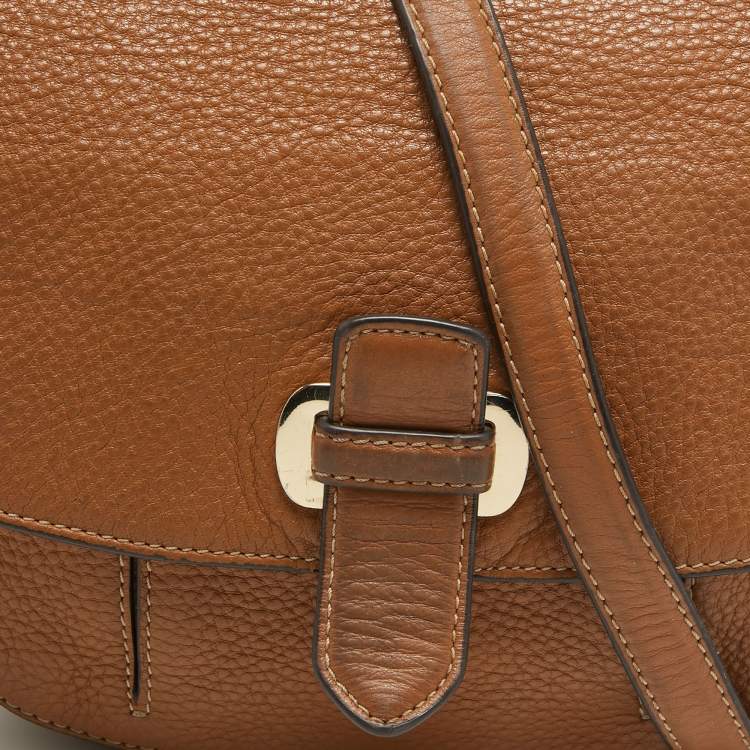 Pre Owned MICHAEL Michael Kors Brown Leather Flap Crossbody Bag
