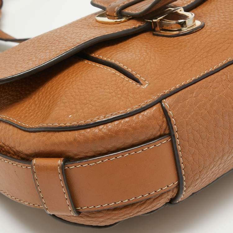 Pre Owned MICHAEL Michael Kors Brown Leather Flap Crossbody Bag