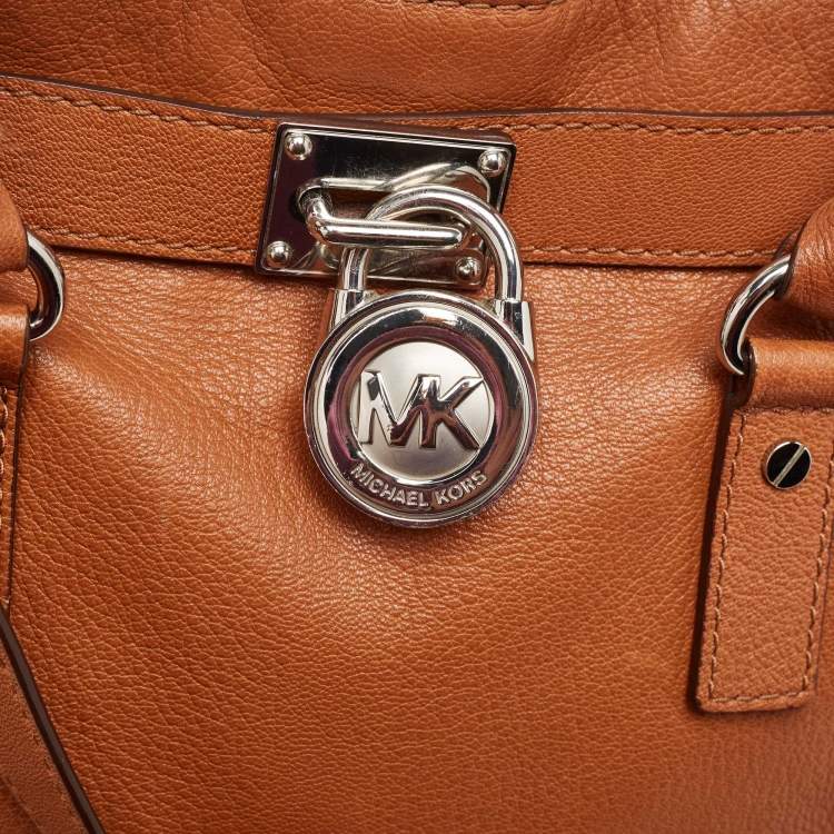 Pre Owned MICHAEL Michael Kors Brown Leather Large North South Hamilton Tote