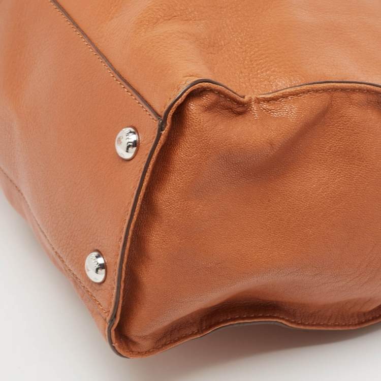 Pre Owned MICHAEL Michael Kors Brown Leather Large North South Hamilton Tote