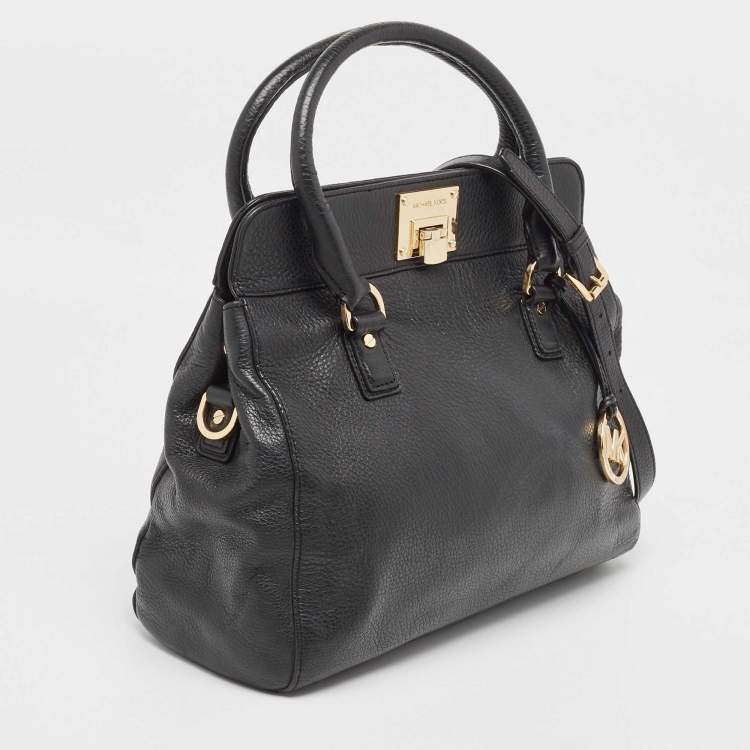 Pre Owned MICHAEL Michael Kors Black Leather Large Astrid Satchel