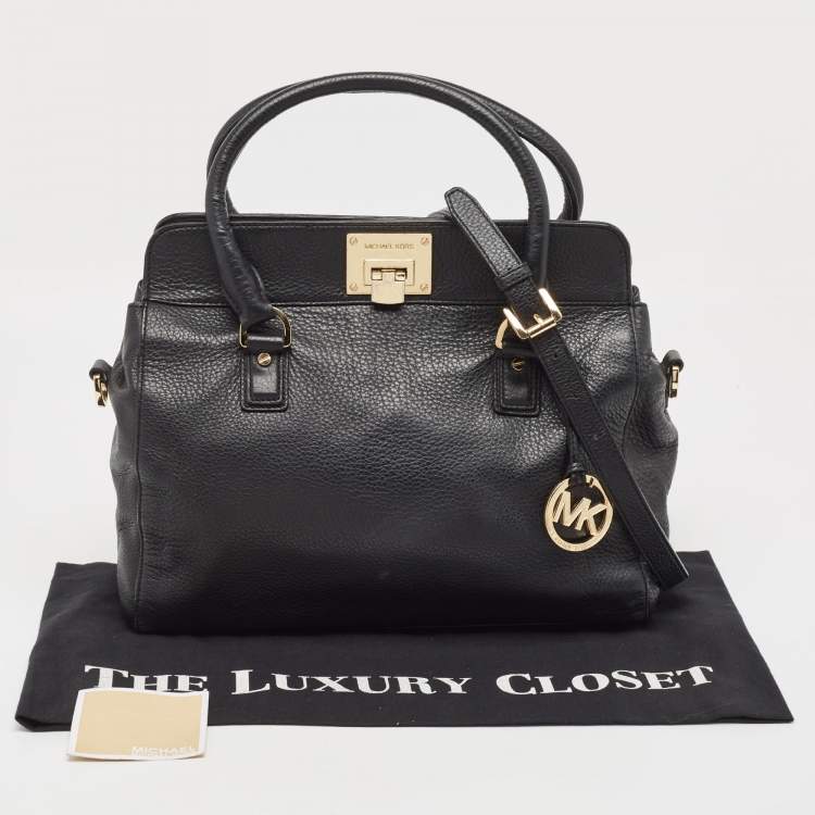 Pre Owned MICHAEL Michael Kors Black Leather Large Astrid Satchel