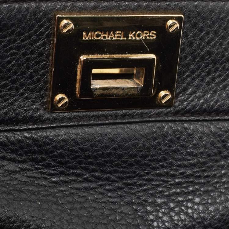 Pre Owned MICHAEL Michael Kors Black Leather Large Astrid Satchel