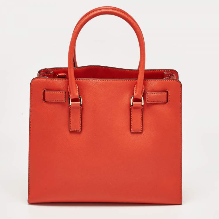 Pre Owned MICHAEL Michael Kors Red Leather Hamilton North South Tote
