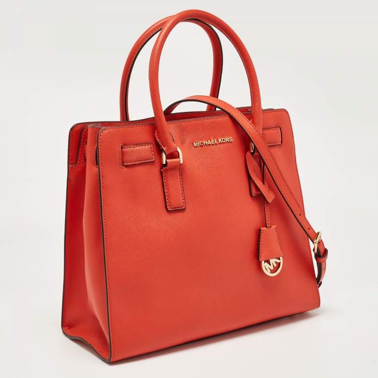 Pre Owned MICHAEL Michael Kors Red Leather Hamilton North South Tote