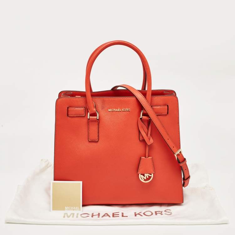 Pre Owned MICHAEL Michael Kors Red Leather Hamilton North South Tote