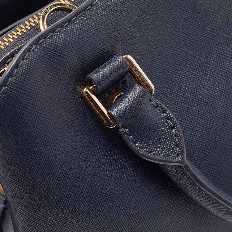 Pre Owned Michael Michael Kors Navy Blue Saffiano Leather Small Savannah Satchel