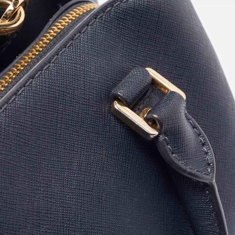 Pre Owned Michael Michael Kors Navy Blue Saffiano Leather Small Savannah Satchel