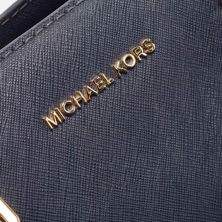 Pre Owned Michael Michael Kors Navy Blue Saffiano Leather Small Savannah Satchel