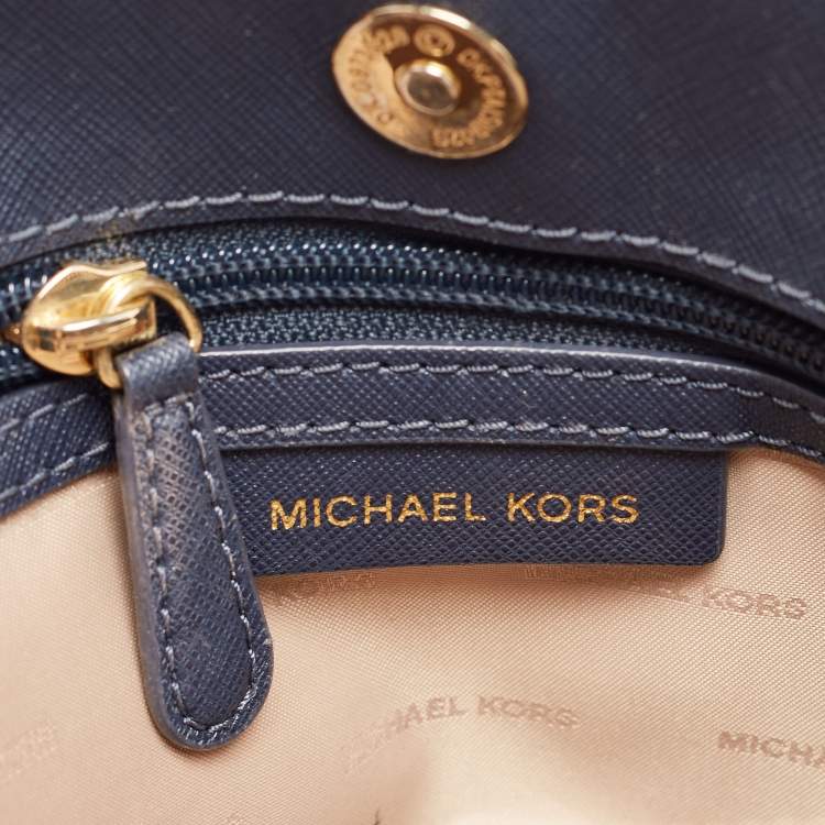 Pre Owned Michael Michael Kors Navy Blue Saffiano Leather Small Savannah Satchel