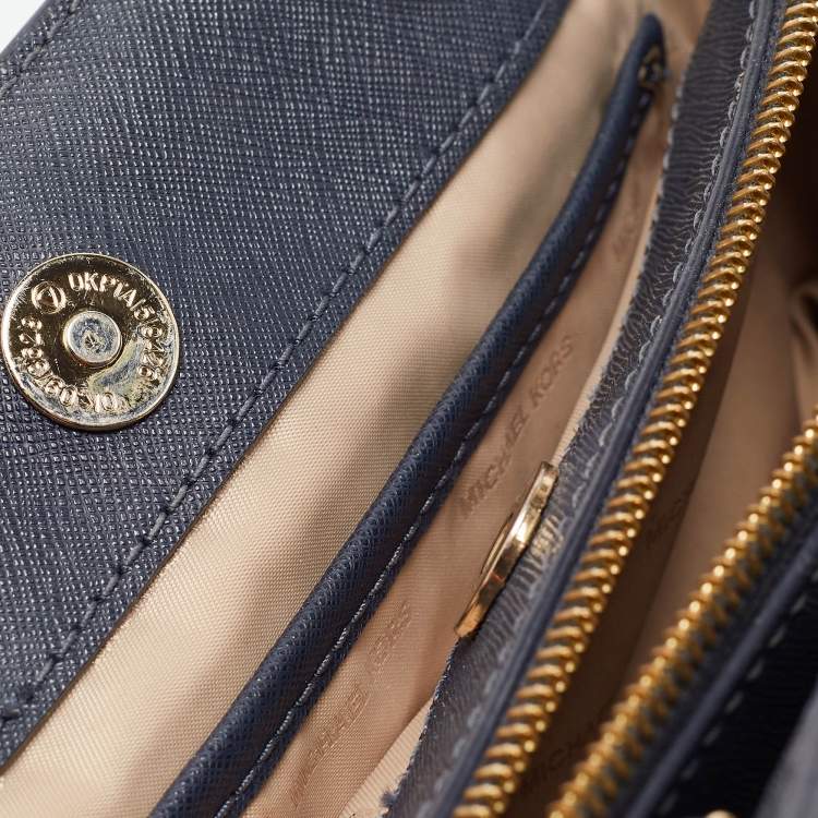 Pre Owned Michael Michael Kors Navy Blue Saffiano Leather Small Savannah Satchel
