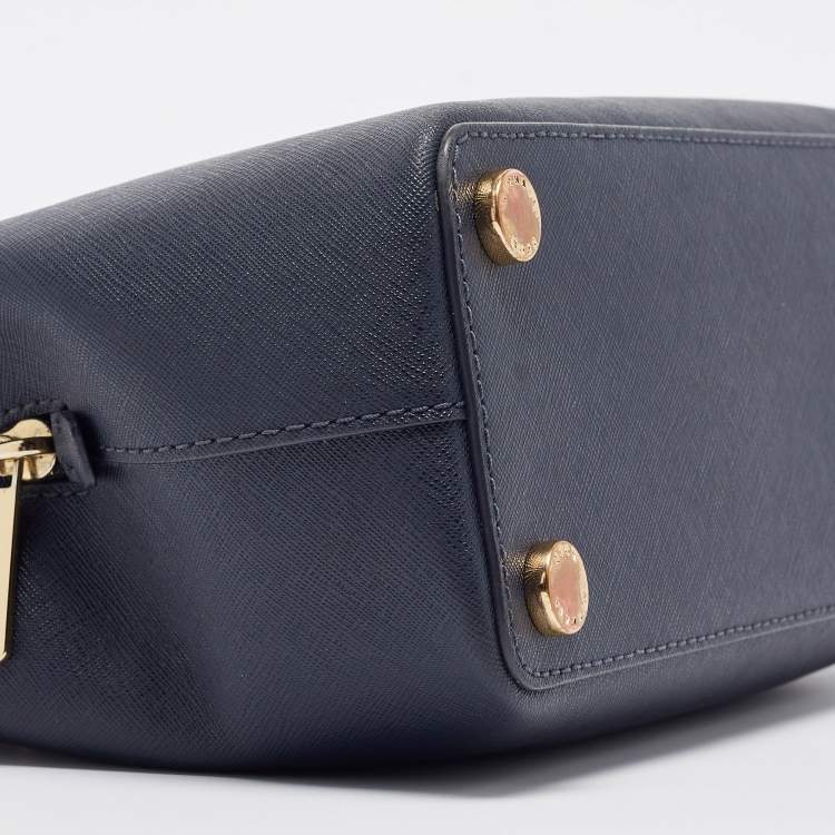 Pre Owned Michael Michael Kors Navy Blue Saffiano Leather Small Savannah Satchel