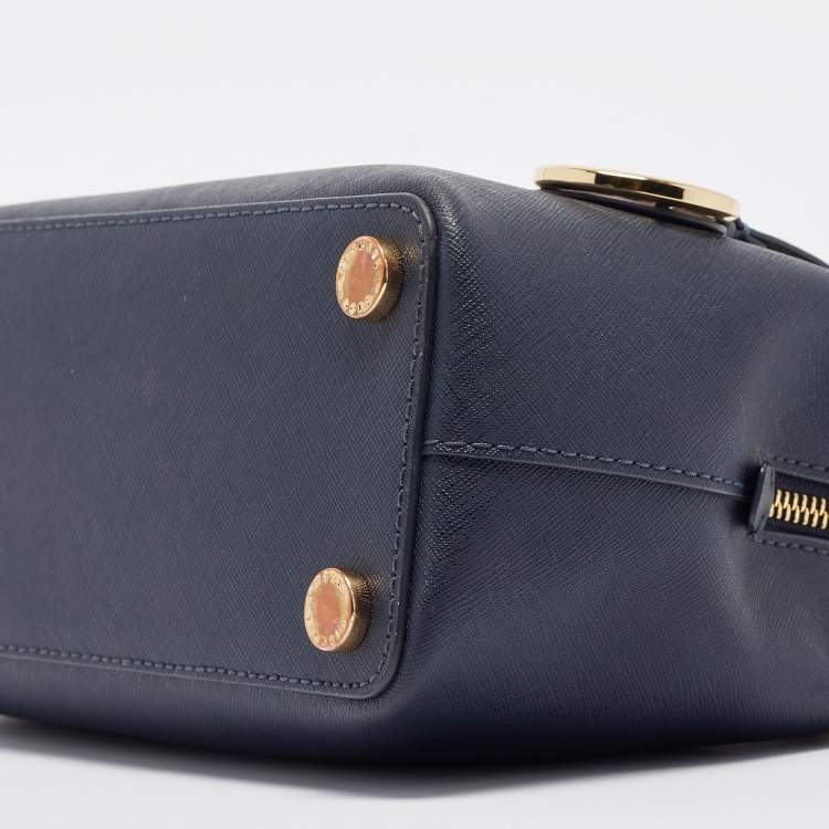 Pre Owned Michael Michael Kors Navy Blue Saffiano Leather Small Savannah Satchel
