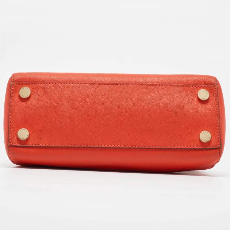 Pre Owned Michael Michael Kors Red Leather Small Sutton Tote