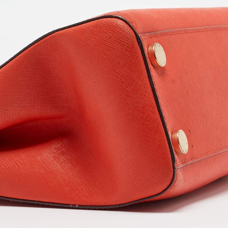 Pre Owned Michael Michael Kors Red Leather Small Sutton Tote