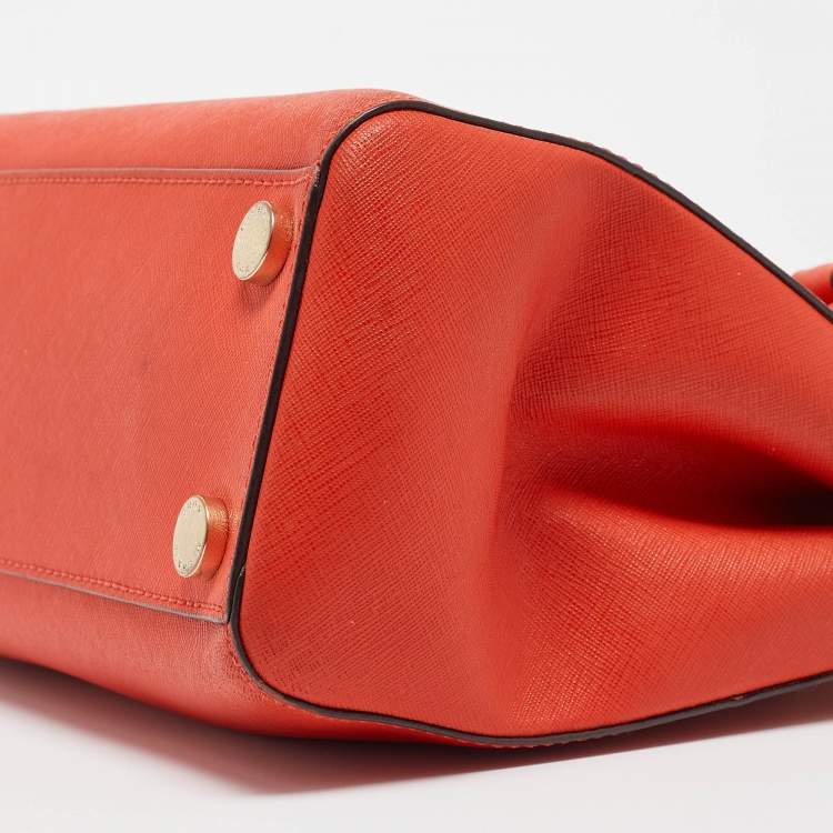 Pre Owned Michael Michael Kors Red Leather Small Sutton Tote