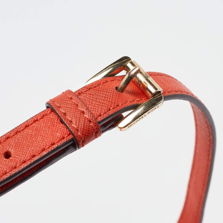 Pre Owned Michael Michael Kors Red Leather Small Sutton Tote