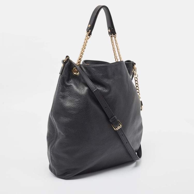 Pre Owned MICHAEL Michael Kors Black Leather Charm Tote