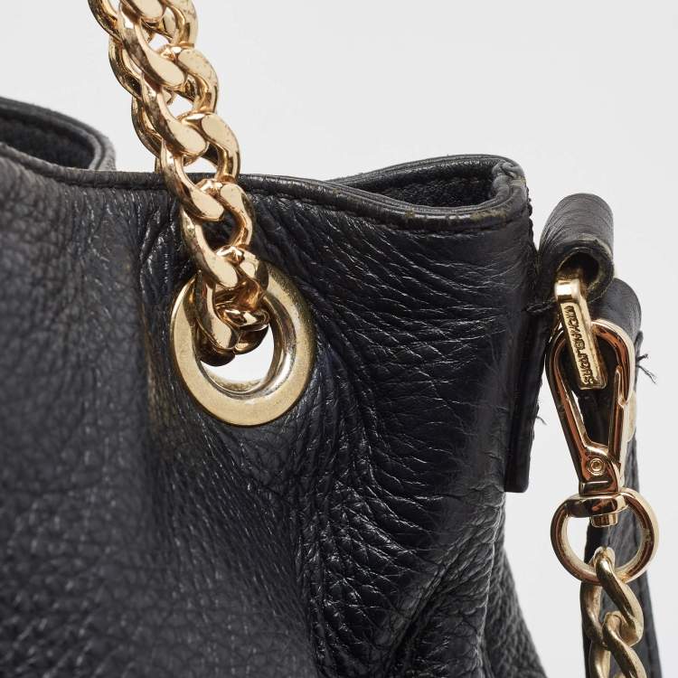Pre Owned MICHAEL Michael Kors Black Leather Charm Tote