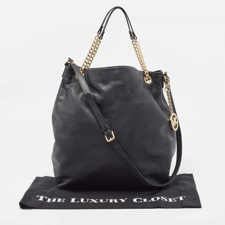 Pre Owned MICHAEL Michael Kors Black Leather Charm Tote