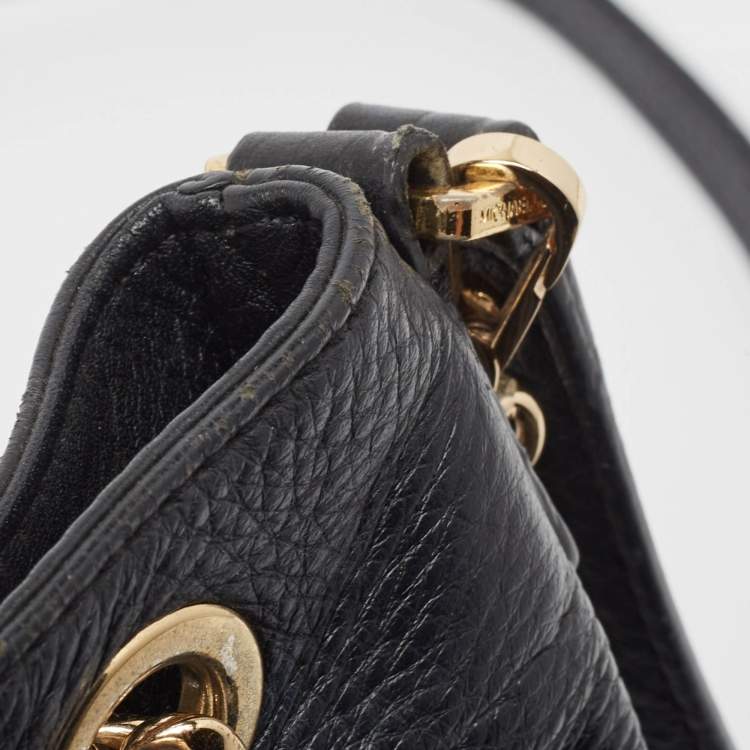 Pre Owned MICHAEL Michael Kors Black Leather Charm Tote
