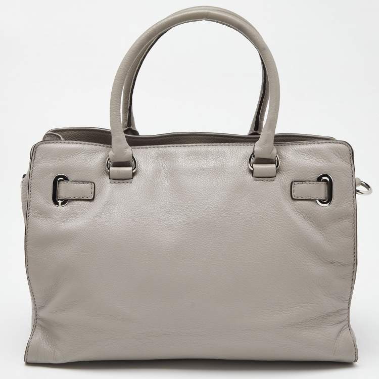 Pre Owned MICHAEL Michael Kors Grey Saffiano Leather Medium East West Dillon Tote