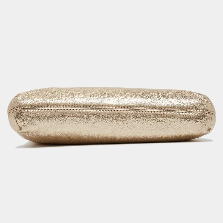 Pre Owned MICHAEL Michael Kors Gold Leather Berkley Clutch