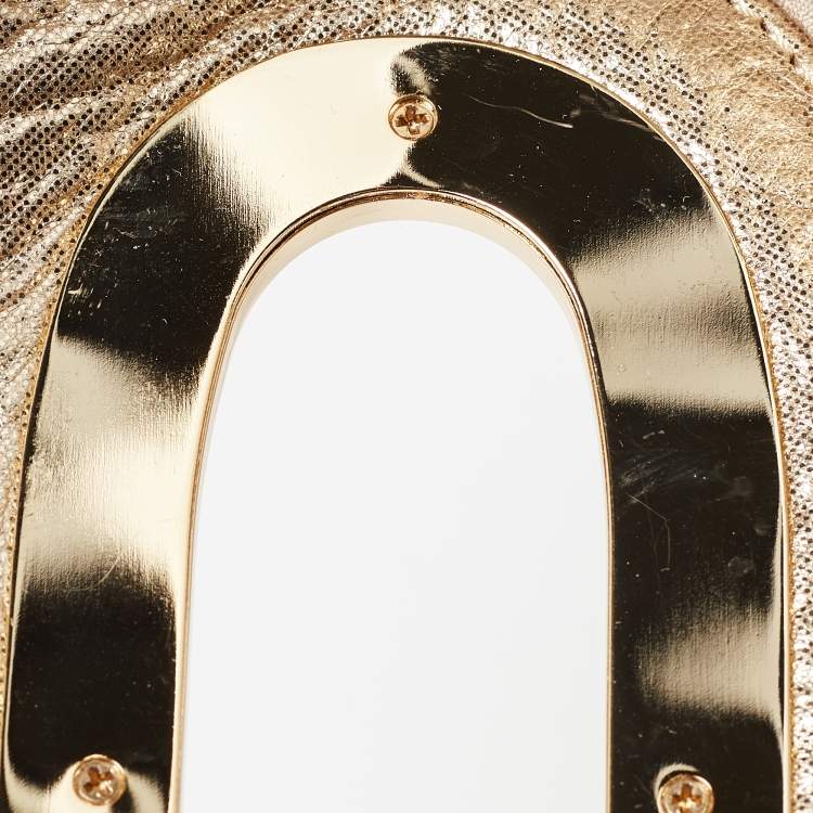 Pre Owned MICHAEL Michael Kors Gold Leather Berkley Clutch