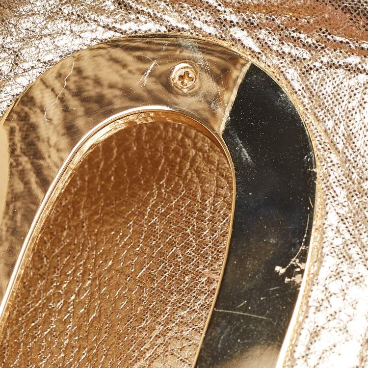 Pre Owned MICHAEL Michael Kors Gold Leather Berkley Clutch