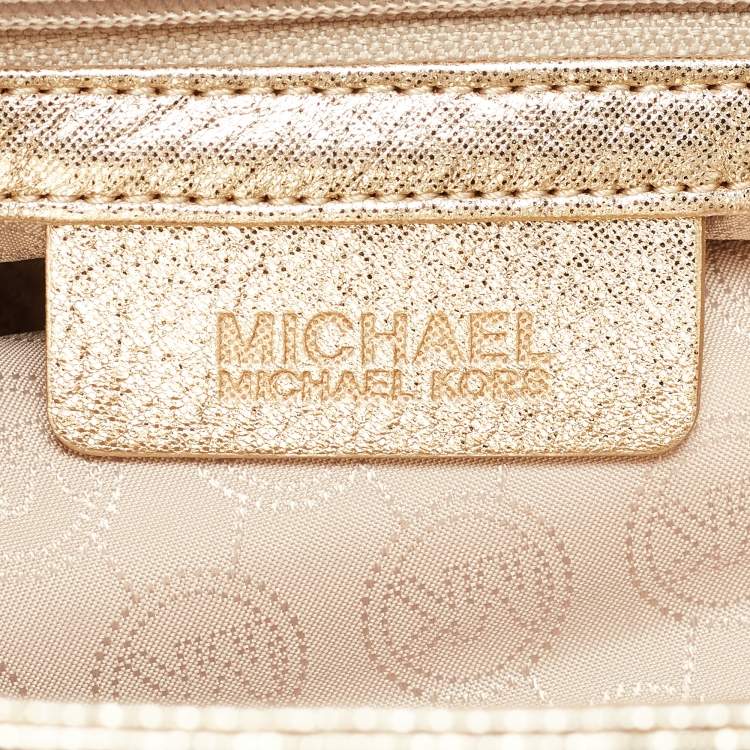 Pre Owned MICHAEL Michael Kors Gold Leather Berkley Clutch