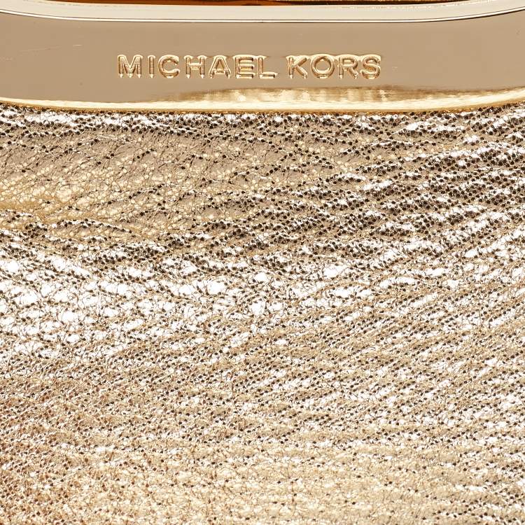 Pre Owned MICHAEL Michael Kors Gold Leather Berkley Clutch