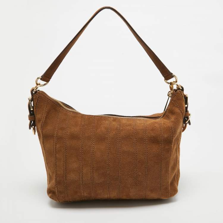 Pre Owned MICHAEL Michael Kors Brown Suede Fringe Presley Shoulder Bag