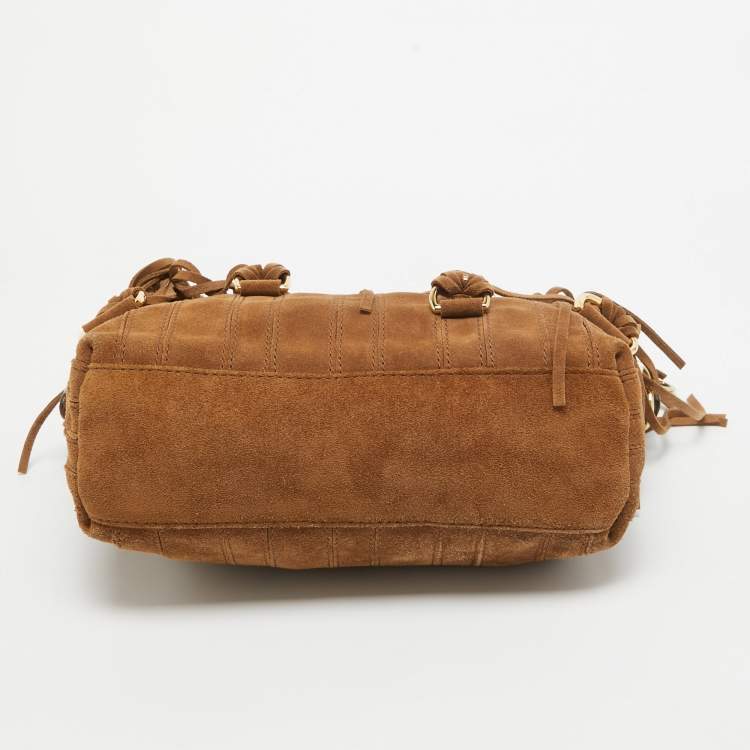 Pre Owned MICHAEL Michael Kors Brown Suede Fringe Presley Shoulder Bag