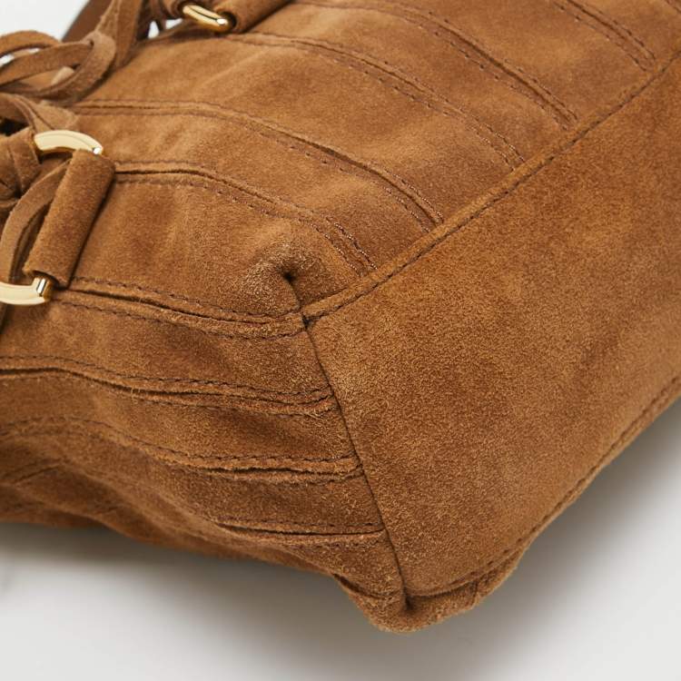 Pre Owned MICHAEL Michael Kors Brown Suede Fringe Presley Shoulder Bag