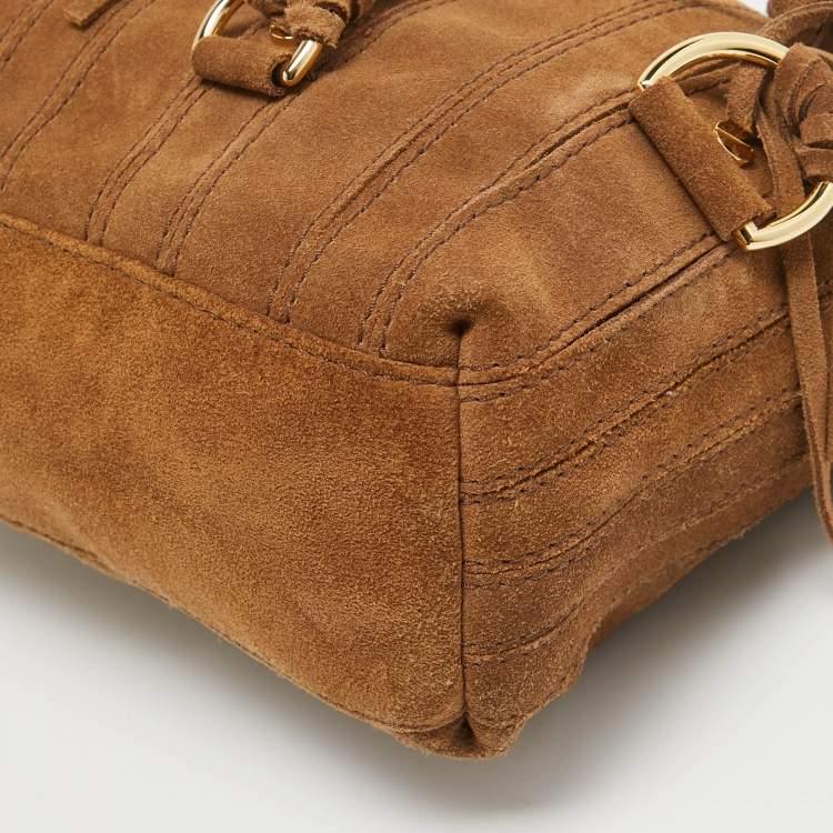 Pre Owned MICHAEL Michael Kors Brown Suede Fringe Presley Shoulder Bag
