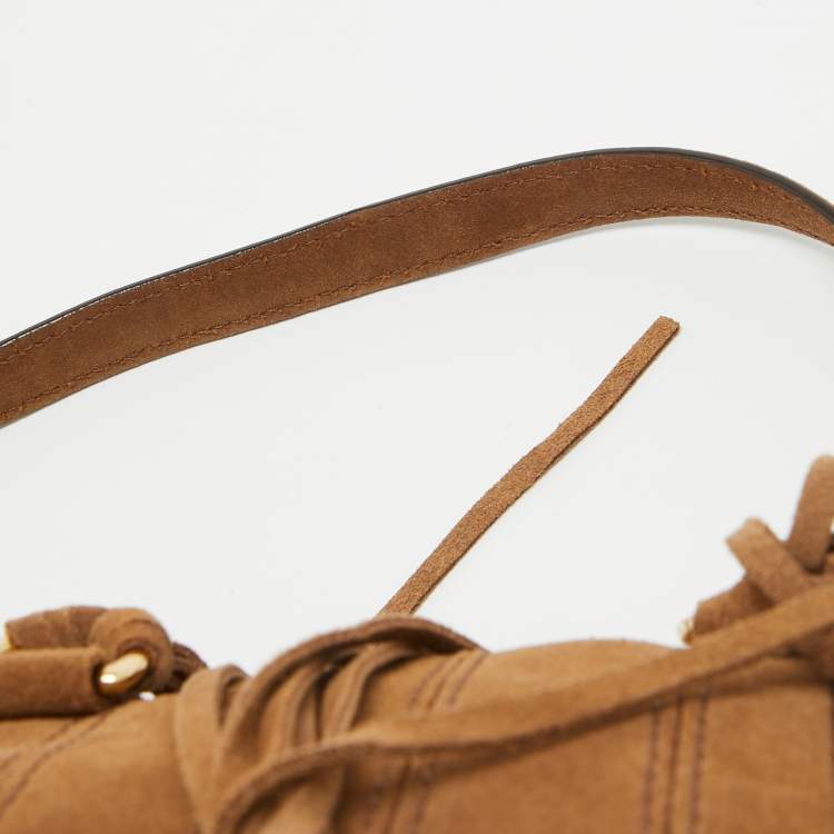 Pre Owned MICHAEL Michael Kors Brown Suede Fringe Presley Shoulder Bag