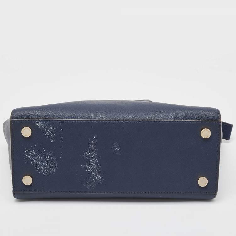 Pre Owned MICHAEL Michael Kors Navy Blue Saffiano Leather Large Selma Tote