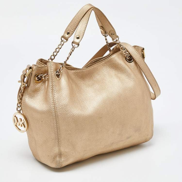 Pre Owned MICHAEL Michael Kors Gold Leather Frankie Drawstring Bag