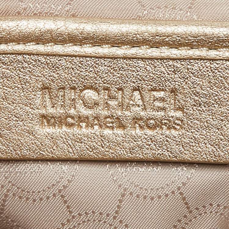 Pre Owned MICHAEL Michael Kors Gold Leather Frankie Drawstring Bag