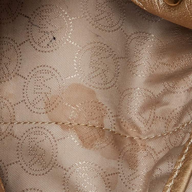 Pre Owned MICHAEL Michael Kors Gold Leather Frankie Drawstring Bag