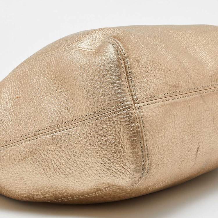 Pre Owned MICHAEL Michael Kors Gold Leather Frankie Drawstring Bag