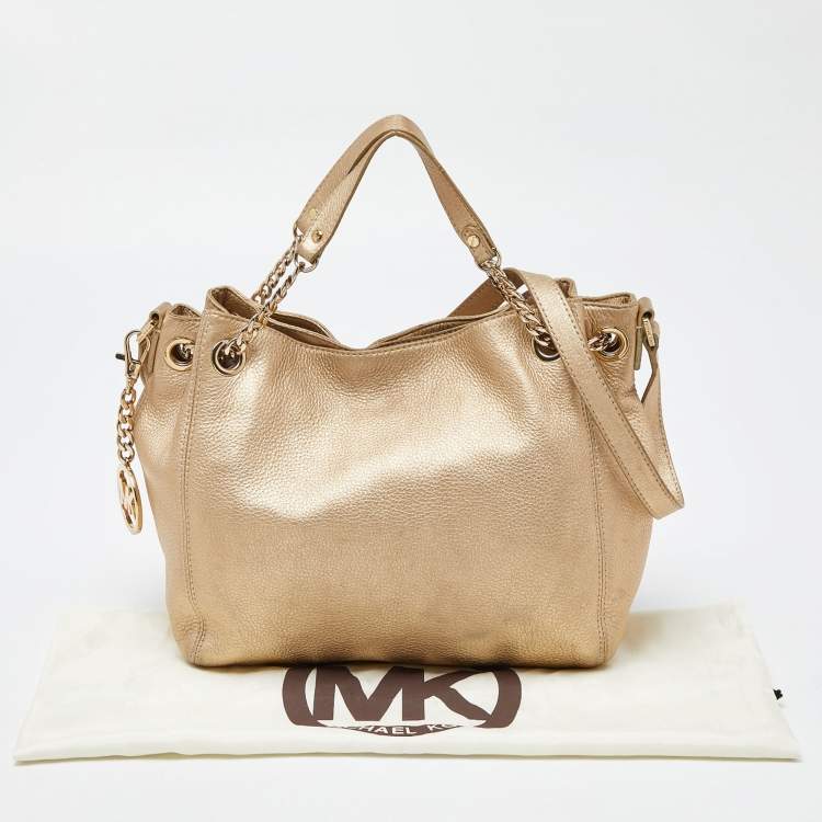 Pre Owned MICHAEL Michael Kors Gold Leather Frankie Drawstring Bag