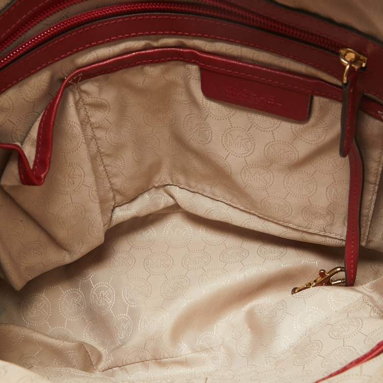 Pre Owned MICHAEL Michael Kors Red Saffiano Leather Jet Set Top Zip Tote