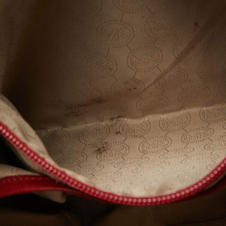 Pre Owned MICHAEL Michael Kors Red Saffiano Leather Jet Set Top Zip Tote