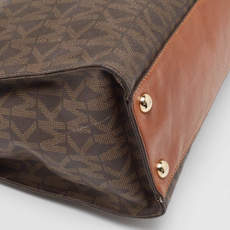 Pre Owned MICHAEL Michael Kors Brown Leather Large North South Hamilton Tote