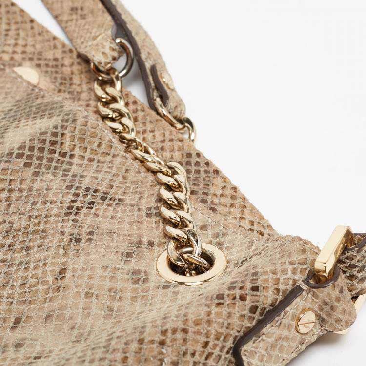 Pre Owned MICHAEL Michael Kors Grey Snakeskin Embossed Leather Cynthia Shoulder Bag