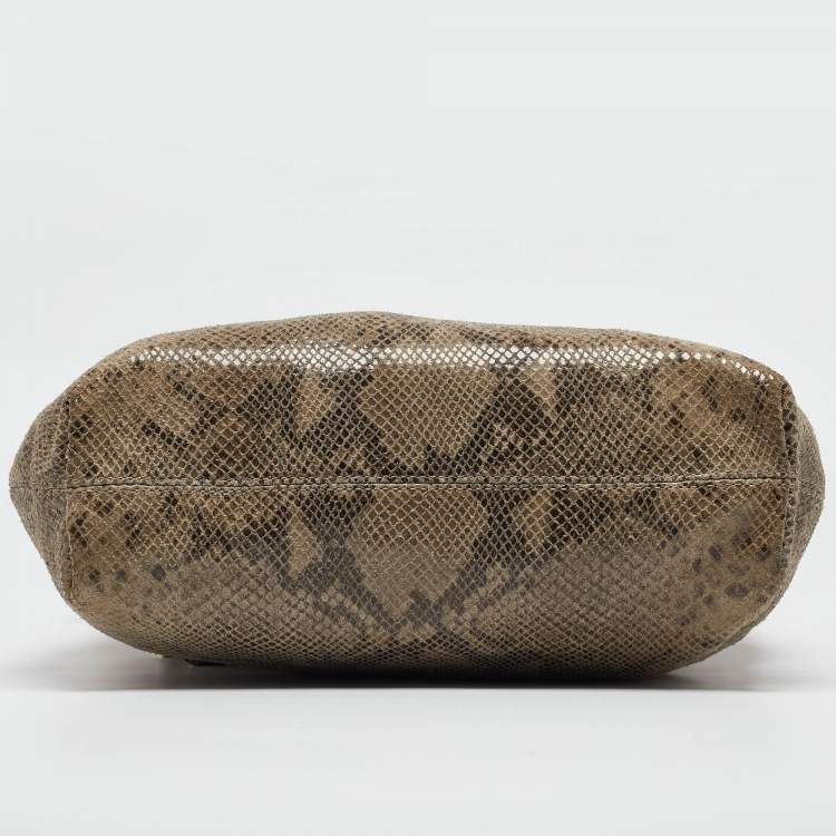 Pre Owned MICHAEL Michael Kors Grey Snakeskin Embossed Leather Cynthia Shoulder Bag