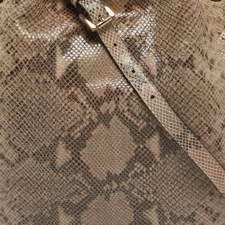 Pre Owned MICHAEL Michael Kors Grey Snakeskin Embossed Leather Cynthia Shoulder Bag