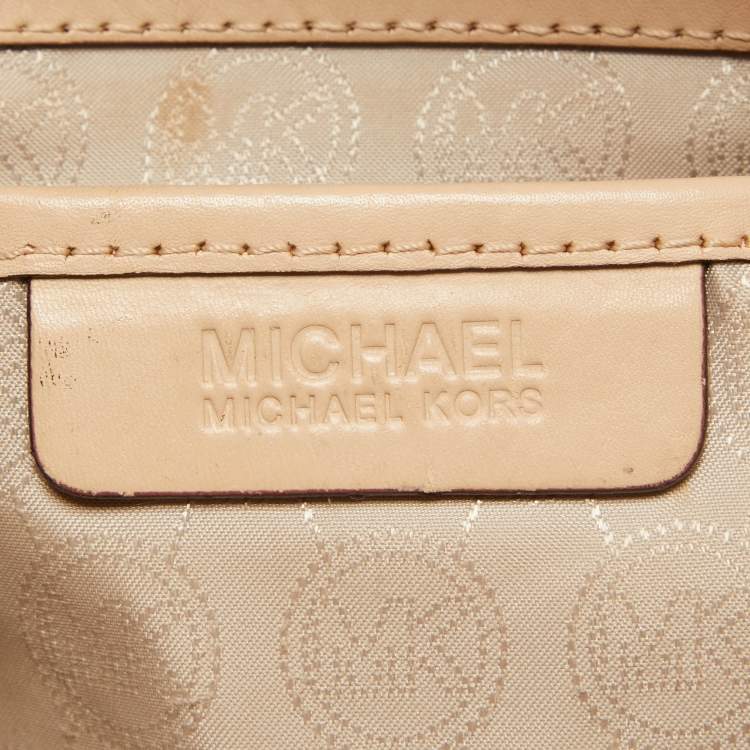 Pre Owned MICHAEL Michael Kors Dark Brown Signature Coated Canvas Large Jet Set Travel Tote