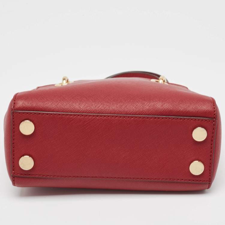 Pre Owned MICHAEL Michael Kors Red Leather Mini Cynthia Tote